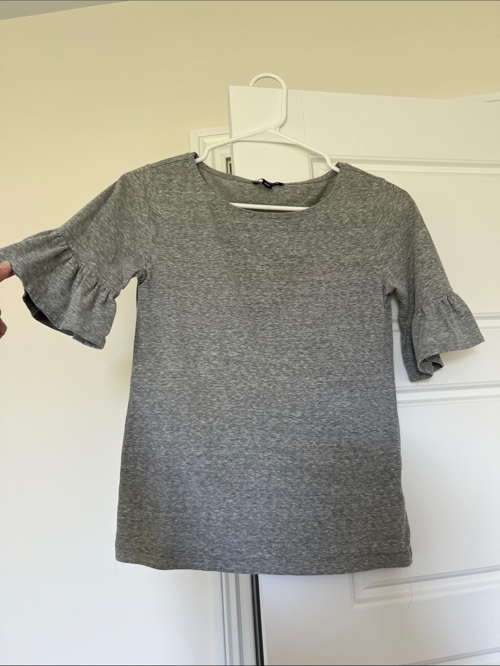 J. Crew Factory Heather Gray Ruffle Sleeve Tee